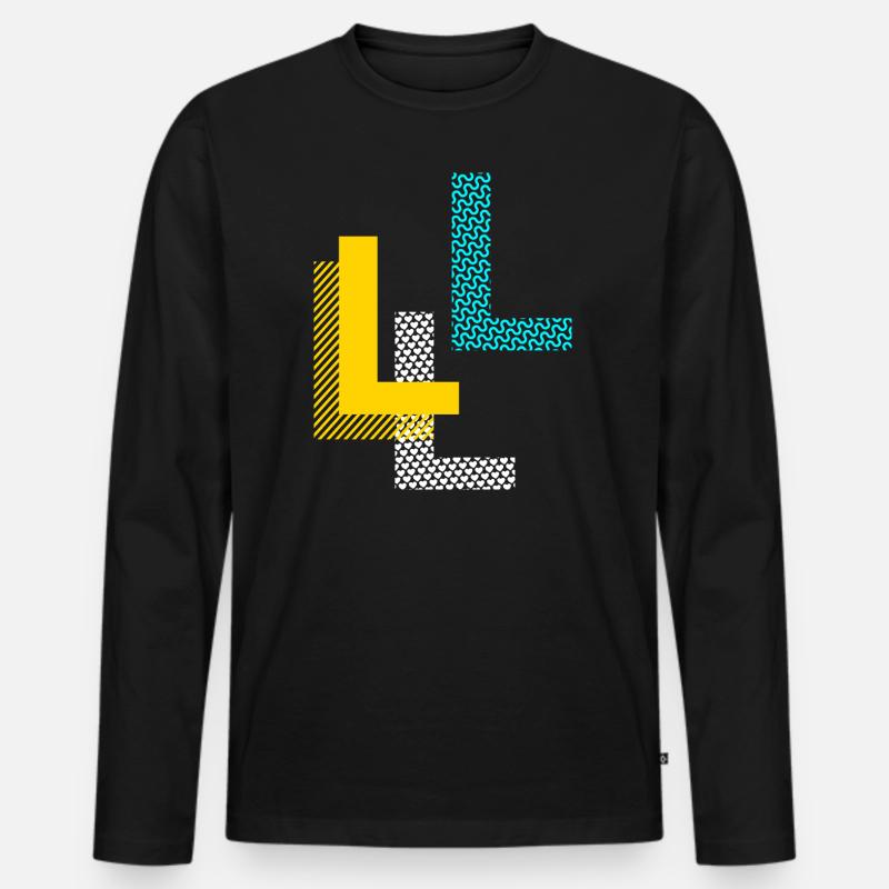 Buchstabe L - Männer Premium Bio Langarmshirt - Schwarz