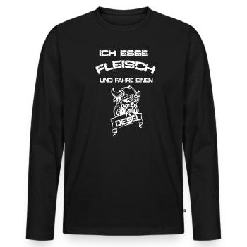 Fleisch Fleischesser Diesel Autofahrer Spruch - Männer Premium Bio Langarmshirt - Schwarz - Vorne - Nico (187cm)
