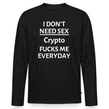 CRYPTO - FUNNY DESIGN - T-shirt manches longues Premium bio Homme - noir - Devant - Nico (187cm)