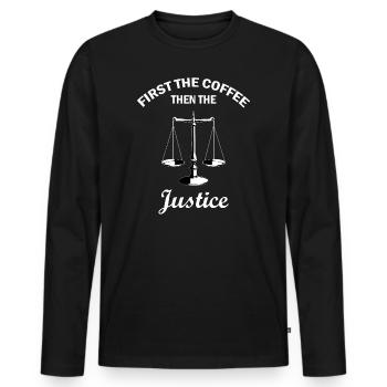 Paragraphe droit - T-shirt manches longues Premium bio Homme - noir - Devant - Nico (187cm)
