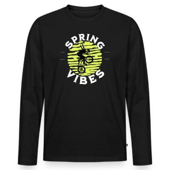 Spring vibes - Men's Premium Organic Long Sleeve Shirt - black - Front - Nico (187cm)