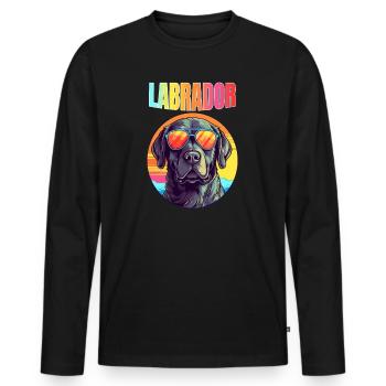 Cool Retro Labrador - T-shirt manches longues Premium bio Homme - noir - Devant - Nico (187cm)