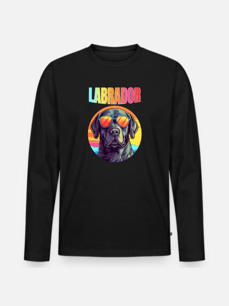 Cool Retro Labrador - Men's Premium Organic Long Sleeve Shirt - black