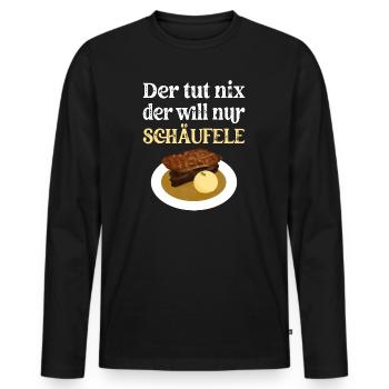 Der tut nix der will nur Schäufele - Männer Premium Bio Langarmshirt - Schwarz - Vorne - Nico (187cm)