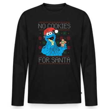 Sesame Street No Cookies For Santa Ugly Xmas - Men's Premium Organic Long Sleeve Shirt - black - Front - Nico (187cm)