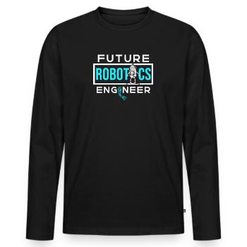 Futur ingénieur en robotique - T-shirt manches longues Premium bio Homme - noir - Devant - Nico (187cm)