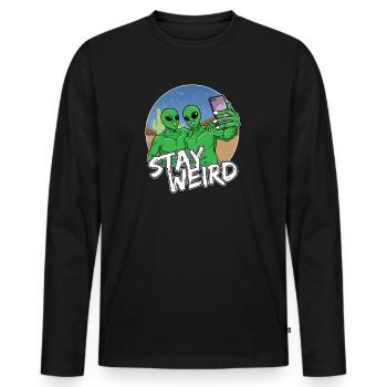 Alien Phone Selfie - Men's Premium Organic Long Sleeve Shirt - black - Front - Nico (187cm)
