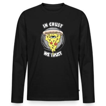 Pizza All-Seeing Eye In Crust en qui nous avons confiance - T-shirt manches longues Premium bio Homme - noir - Devant - Nico (187cm)