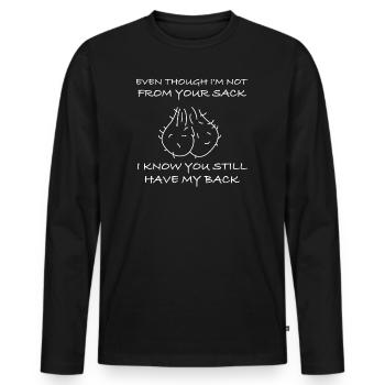 Ich weiß, dass du immer noch hinter mir stehst - Männer Premium Bio Langarmshirt - Schwarz - Vorne - Nico (187cm)