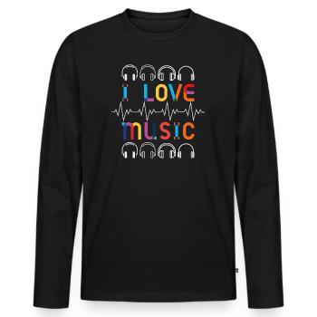 I Love Music - Variation - Männer Premium Bio Langarmshirt - Schwarz - Vorne - Nico (187cm)
