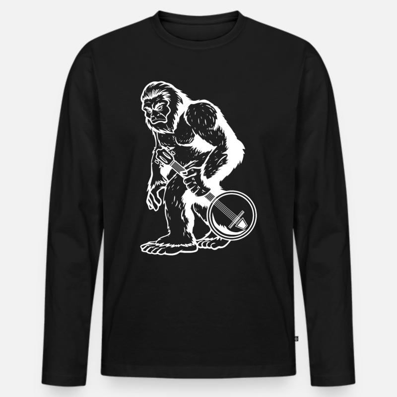 Banjo Bluegrass - Männer Premium Bio Langarmshirt - Schwarz