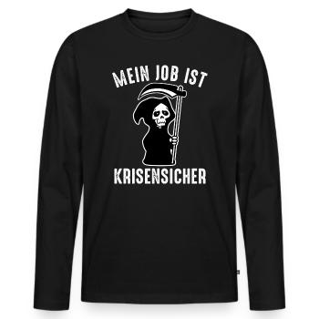 Mein Job ist krisensicher - Sensenmann Tod Lustig - Männer Premium Bio Langarmshirt - Schwarz - Vorne - Nico (187cm)