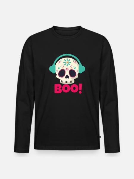 Boo Skull - Men's Premium Organic Long Sleeve Shirt - black