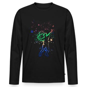 tennis,serve, watercolour, tennis player,colourful - Men's Premium Organic Long Sleeve Shirt - black - Front - Nico (187cm)