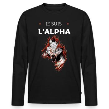 Je suis l'alpha t-shirt - T-shirt manches longues Premium bio Homme - noir - Devant - Nico (187cm)