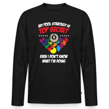 Secret Pool Strategy 8 Ball Funny Billiard - T-shirt manches longues Premium bio Homme - noir - Devant - Nico (187cm)