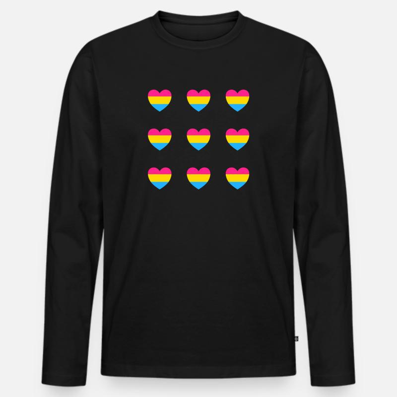 Pan Flagge Herzen - Männer Premium Bio Langarmshirt - Schwarz