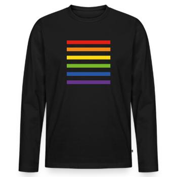 Drapeau arc-en-ciel - T-shirt manches longues Premium bio Homme - noir - Devant - Nico (187cm)