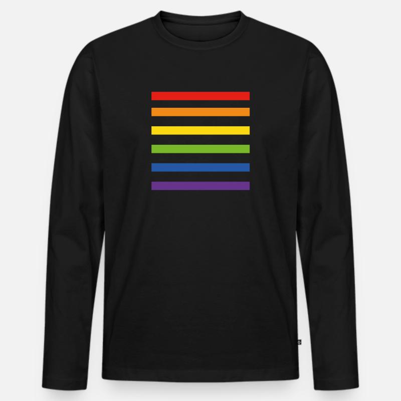 Regenbogenfahne - Männer Premium Bio Langarmshirt - Schwarz
