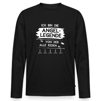 Ich bin die Angel Legende von der alle reden - Männer Premium Bio Langarmshirt - Schwarz - Vorne - Nico (187cm)