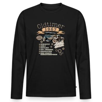 Oldtimer Motiv 1967 Jahrgang Geburtstag Geschenk - Männer Premium Bio Langarmshirt - Schwarz - Vorne - Nico (187cm)