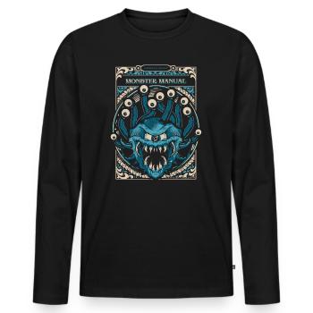 Dungeons And Dragons Monster Manual With Beholder - Men's Premium Organic Long Sleeve Shirt - black - Front - Nico (187cm)