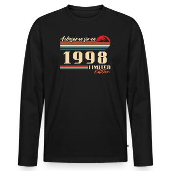 Jahrgang 1998 geboren Berge Geburtstag Geschenk - Männer Premium Bio Langarmshirt - Schwarz - Vorne - Nico (187cm)