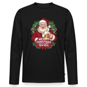 Bier Weihnachtspullover Weihnachten Biertrinker - Männer Premium Bio Langarmshirt - Schwarz - Vorne - Nico (187cm)