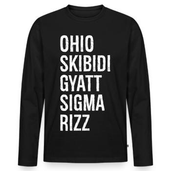 Ohio Skibidi Gyatt Sigma Rizz - T-shirt manches longues Premium bio Homme - noir - Devant - Nico (187cm)