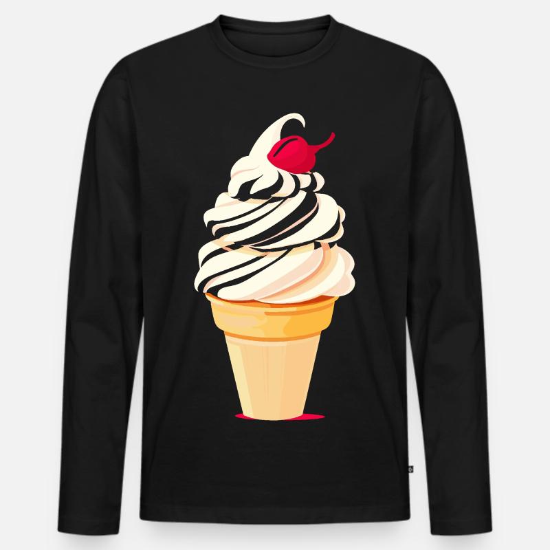Eiscreme Tüte Grafik - Männer Premium Bio Langarmshirt - Schwarz