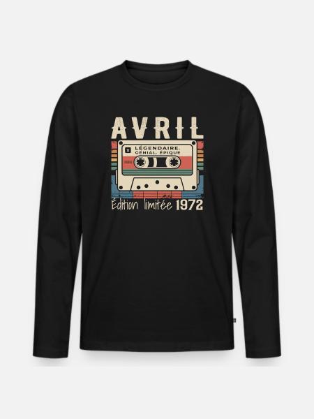 avril 1972 April 1972 - T-shirt manches longues Premium bio Homme - noir