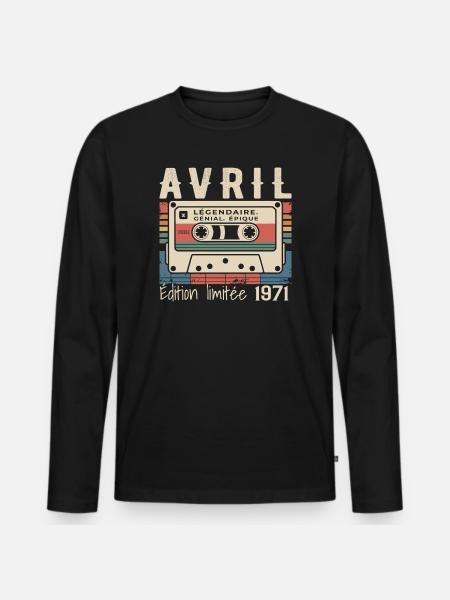 avril 1971 April 1971  - T-shirt manches longues Premium bio Homme - noir