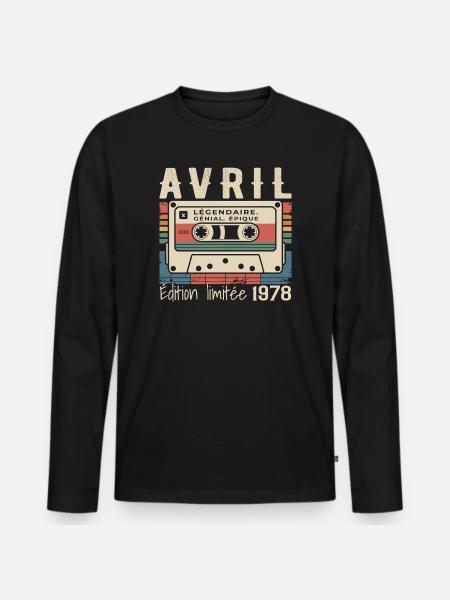 April 1978 - Men's Premium Organic Long Sleeve Shirt - black