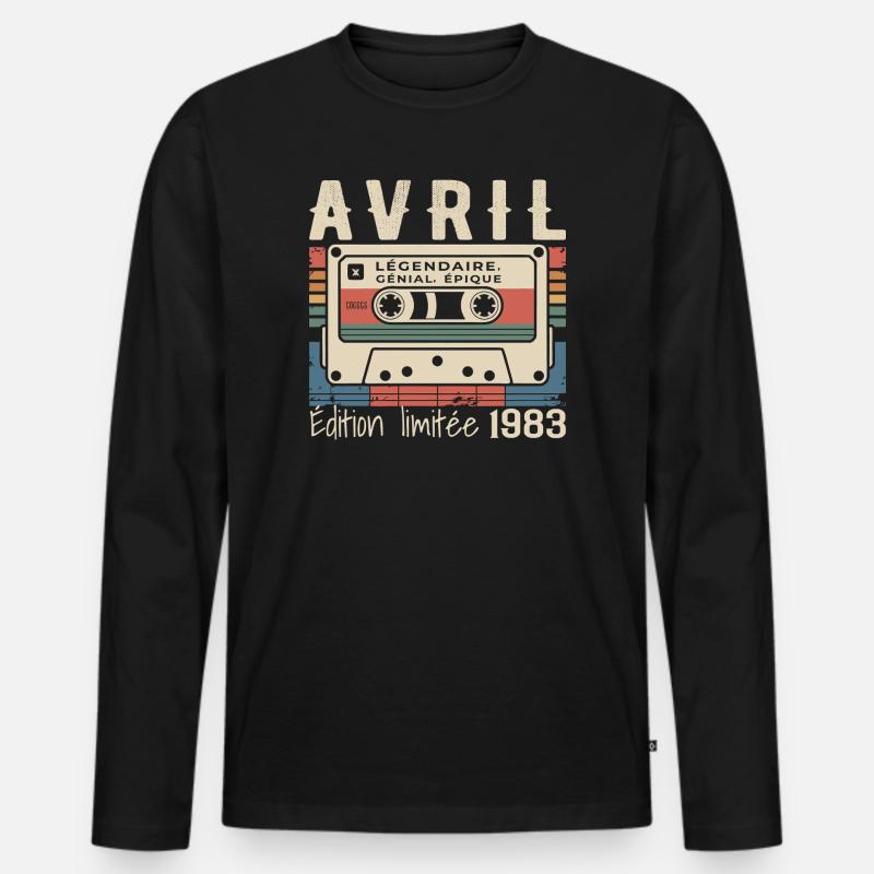 April 1983 April 1983 - Männer Premium Bio Langarmshirt - Schwarz