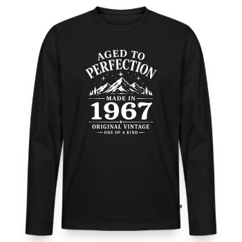 1967 Anniversaire 59 ans Retro Millésime 1967 - T-shirt manches longues Premium bio Homme - noir - Devant - Nico (187cm)