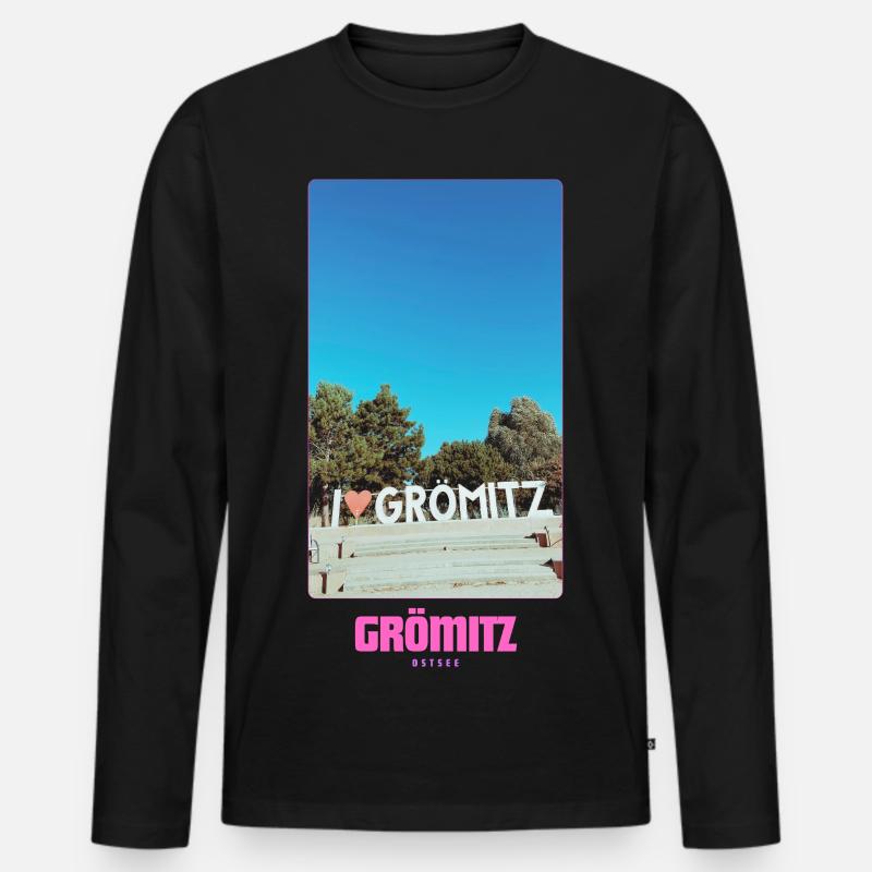 Grömitz _ Ostsee - Männer Premium Bio Langarmshirt - Schwarz