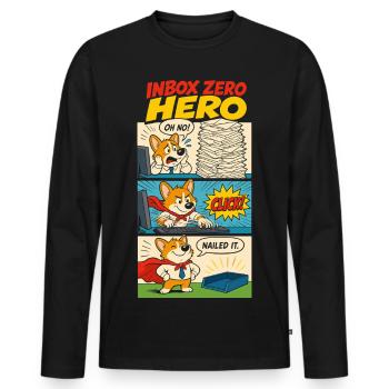Inbox Zero Büroheld - Männer Premium Bio Langarmshirt - Schwarz - Vorne - Nico (187cm)