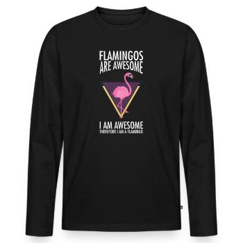 Flamingos Are Awesome - Flamingo Triangle - T-shirt manches longues Premium bio Homme - noir - Devant - Nico (187cm)