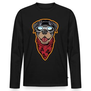Rottweiler Biker - le Cool Rottie - T-shirt manches longues Premium bio Homme - noir - Devant - Nico (187cm)