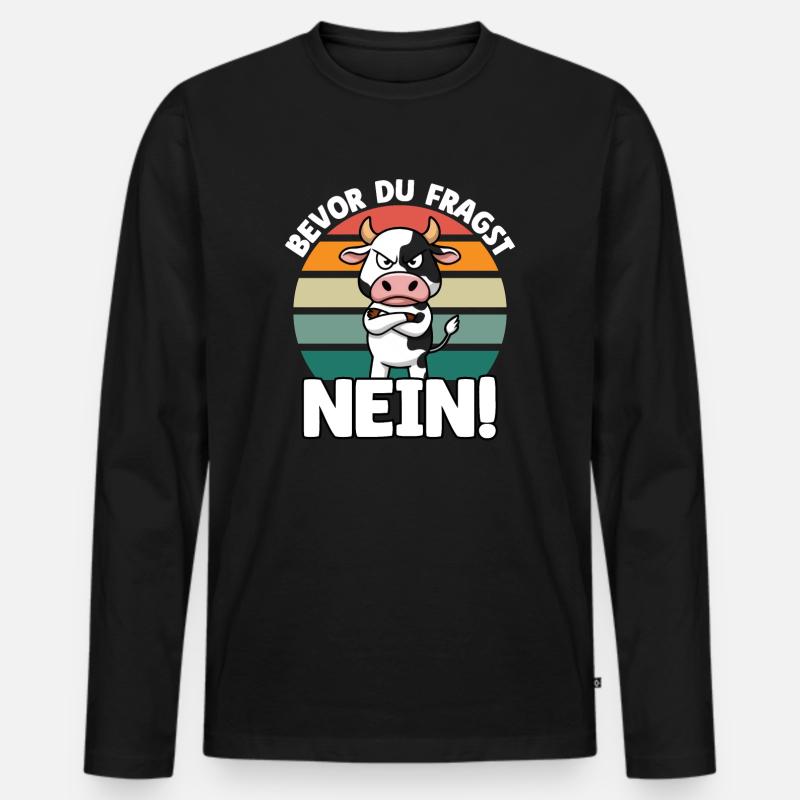 Bevor Du Fragst Nein! - Kuh - Männer Premium Bio Langarmshirt - Schwarz