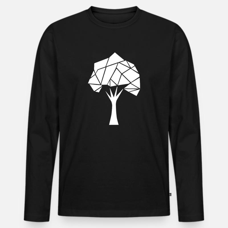 Geometrischer Polygon-Baum - Männer Premium Bio Langarmshirt - Schwarz