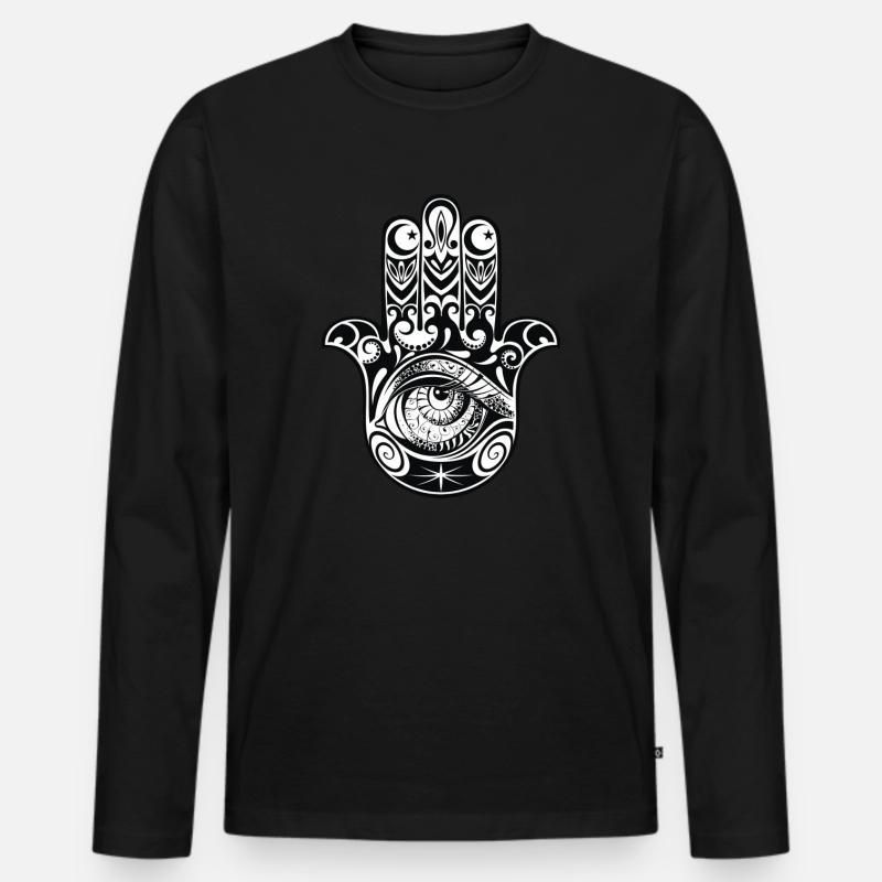 Das Auge der Hand - Männer Premium Bio Langarmshirt - Schwarz