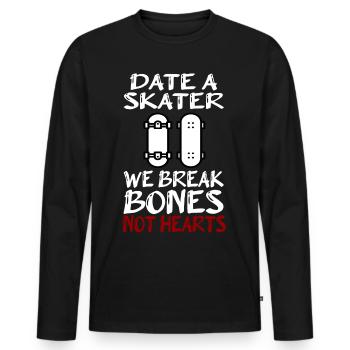 Skateboard Skater Skateboarding Gift - Men's Premium Organic Long Sleeve Shirt - black - Front - Nico (187cm)