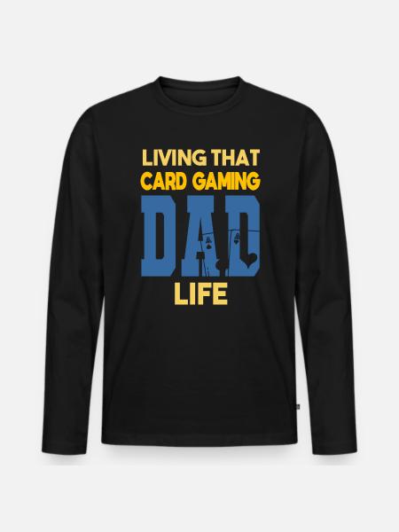 At leve det kortspil Far Liv Kortspiller - Premium økologisk langærmet T-shirt til mænd - sort