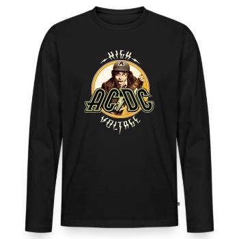 AC/DC Logo High Voltage Album Angus Young - Männer Premium Bio Langarmshirt - Schwarz - Vorne - Nico (187cm)