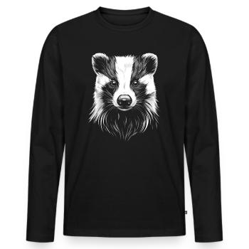 Badger Portrait Forest Animal Forest Wild Animal Badger - Men's Premium Organic Long Sleeve Shirt - black - Front - Nico (187cm)