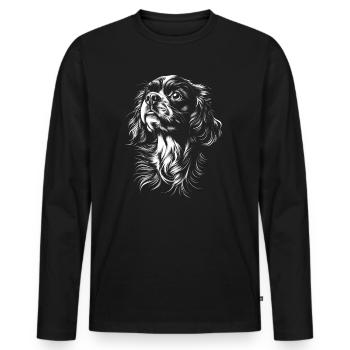 Cavalier King Charles Spaniel Portrait Chien Chien - T-shirt manches longues Premium bio Homme - noir - Devant - Nico (187cm)