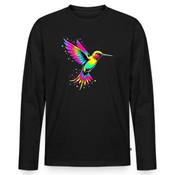 Liebe bunte Kolibris Tie Dye Kolibri - Männer Premium Bio Langarmshirt - Schwarz - Vorne - Nico (187cm)