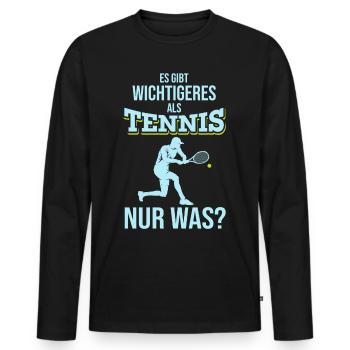 Tennis - Männer Premium Bio Langarmshirt - Schwarz - Vorne - Nico (187cm)