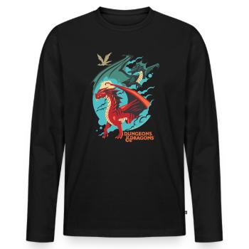 Dungeons And Dragons Green And Red Dragon - Men's Premium Organic Long Sleeve Shirt - black - Front - Nico (187cm)
